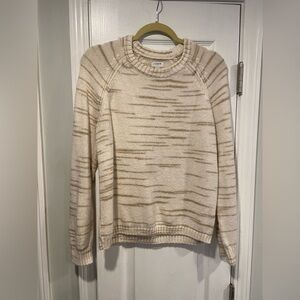 J Crew Size M Tan Cream Raglan space-dyed Sweater Long sleeve Crew Neck Lullover